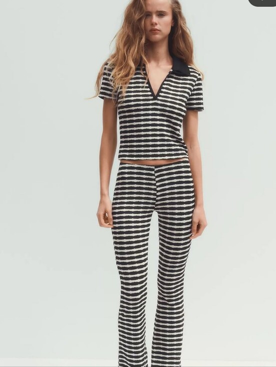 Zara Pants - New Zara Knit High Waistband Striped Black/White Pants Swim Cover-Up Bottoms